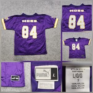 VTG Minnesota Vikings Football Jersey Youth Boys 7 NFL Football Randy Moss 84